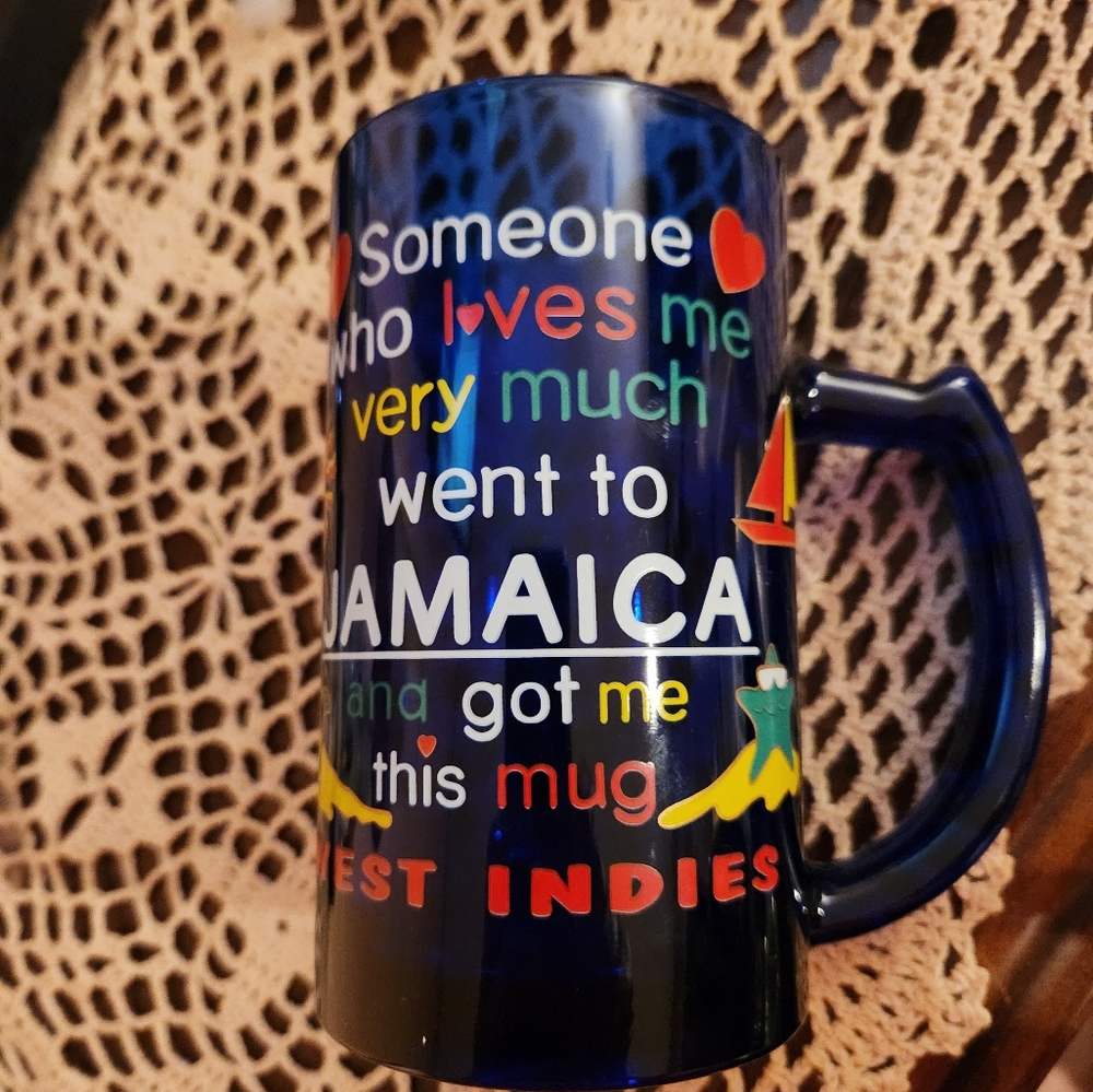 NWT Blue glass Jamaica mug